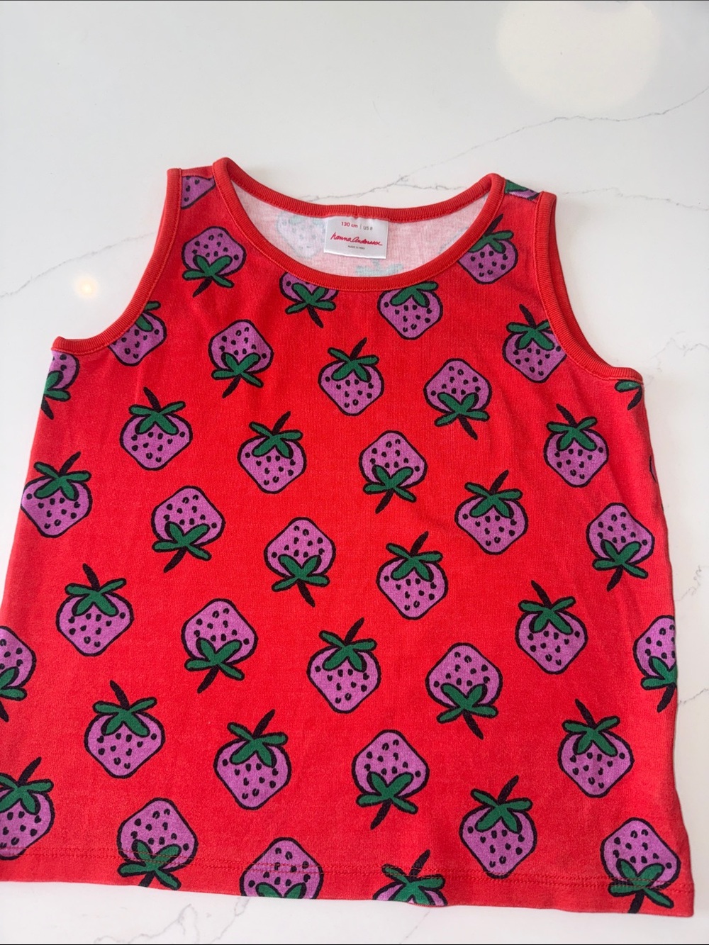 Hanna Andersson Red Tank Top with Purple Strawberry Print